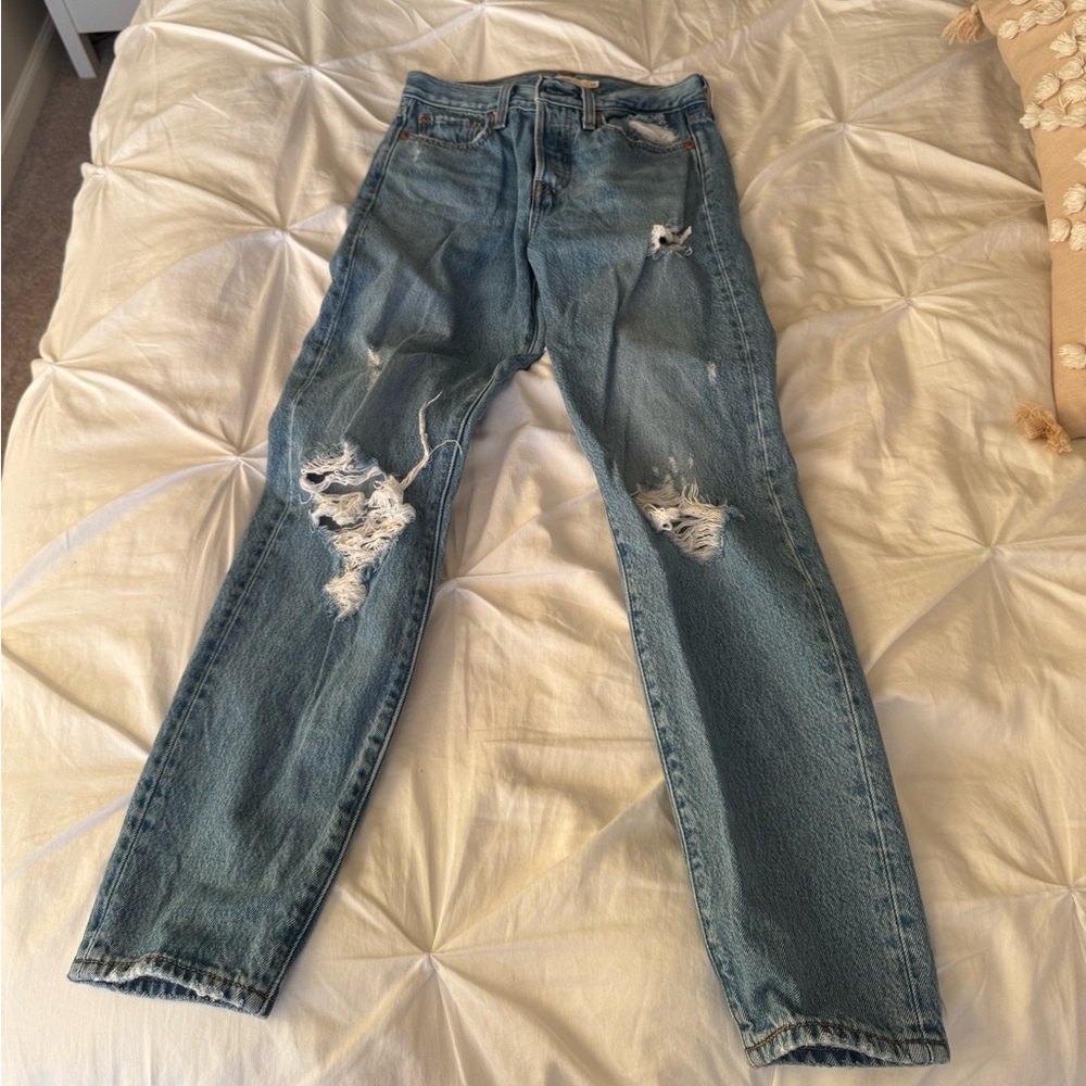 Distressed Blue Jeans